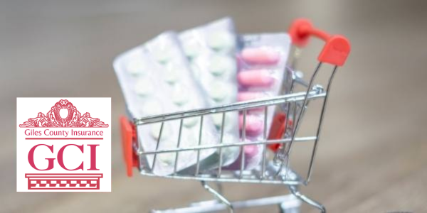 basket of drugs in a shopping cart buggy